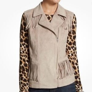 Chico’s Faux Suede Fringe Bohemian Vest Women’s Size 2 US L/12 Tan Festival